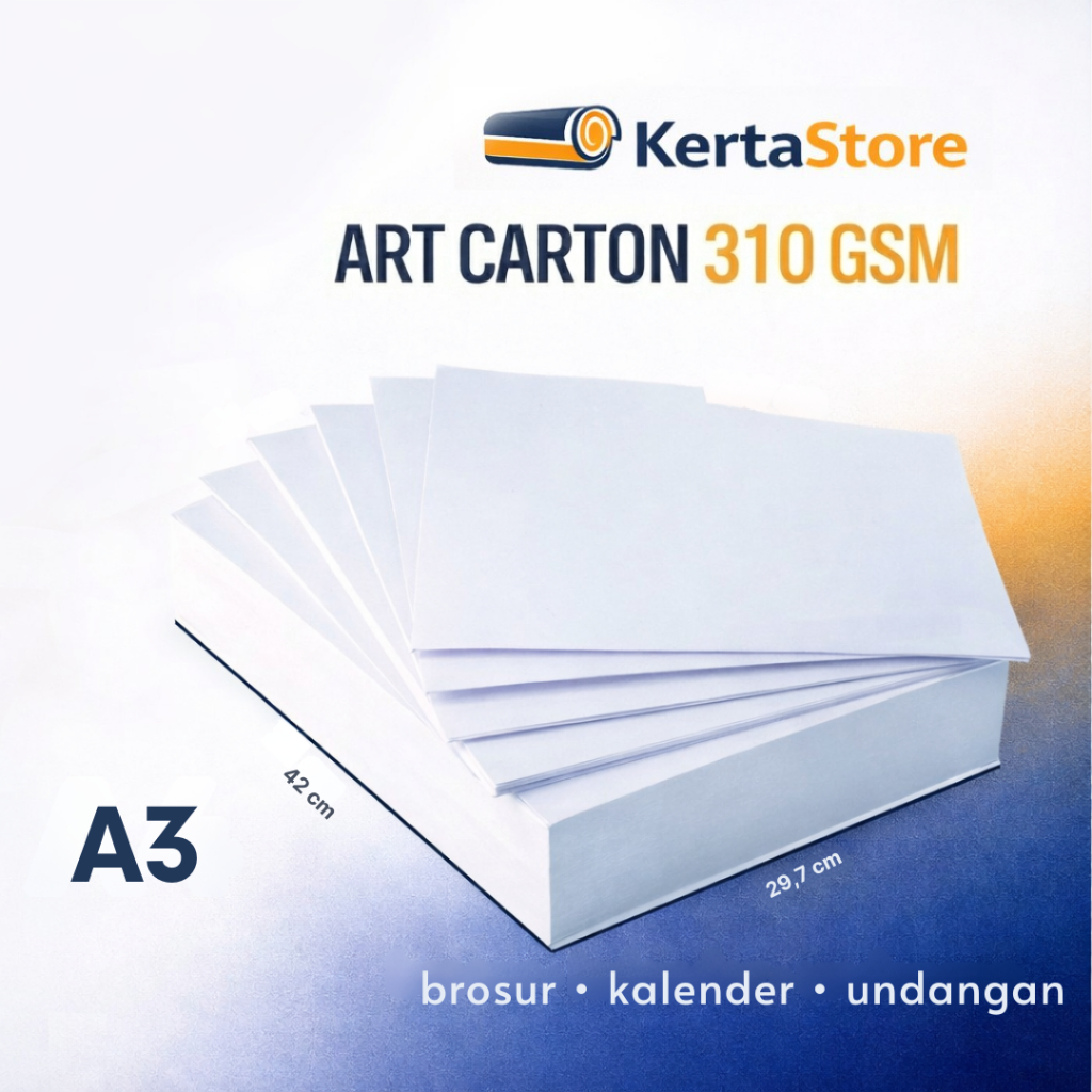 Kertas Art Carton A3 310 gsm - Putih, Tebal, 1000 Lembar