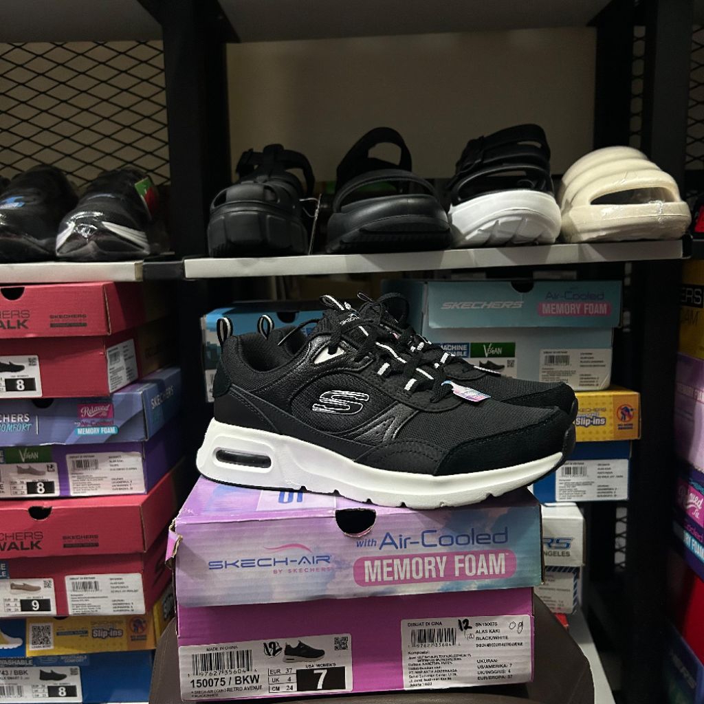 SKECHERS AIR COURT RETRO AVENUE SNEAKERS FOR WOMENS ORIGINAL BNIB (150075 BKW)