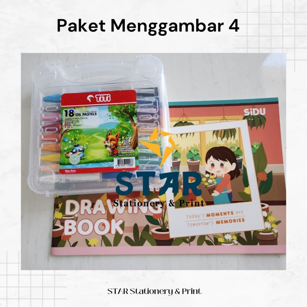 Paket Kado Anak TK SD Menggambar ( Buku Gambar dan Pewarna/crayon/pensil warna)