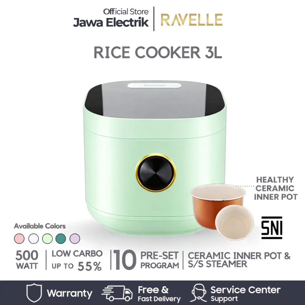 Ravelle Digital Rice Cooker Low Carbo 3L (1.2L Nasi)