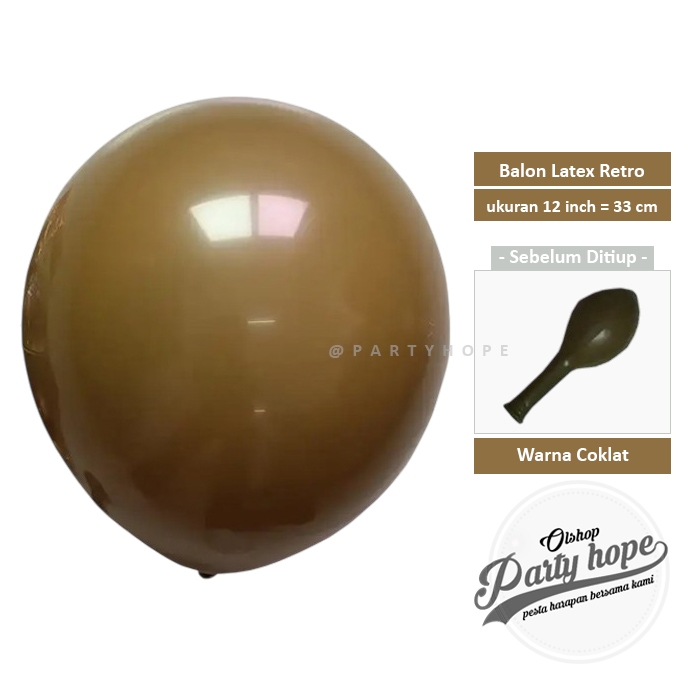 Balon Retro Coklat / Balon Latex Retro Dekorasi Warna Klasik Alam / Balon Retro 12 Inch Coklat
