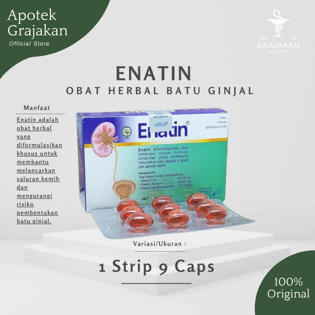 Enatin 1 Blister/Strip 9 Kapsul Obat Herbal Batu Ginjal