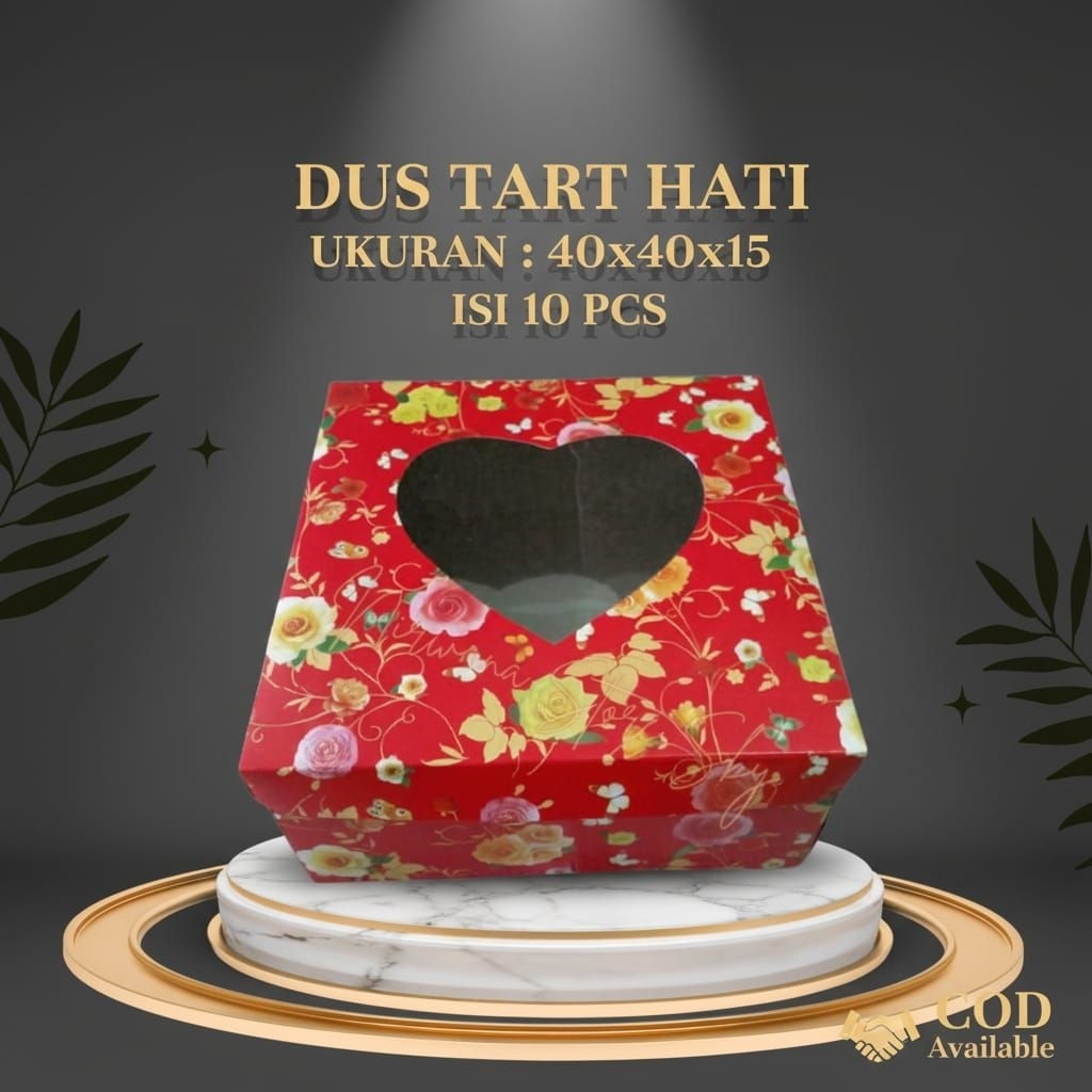 (10 Pcs) Dus Tart Tutup Hati 40x40x15 / Dus Kue / Kotak Kue / Dus Nasi / Box Kue