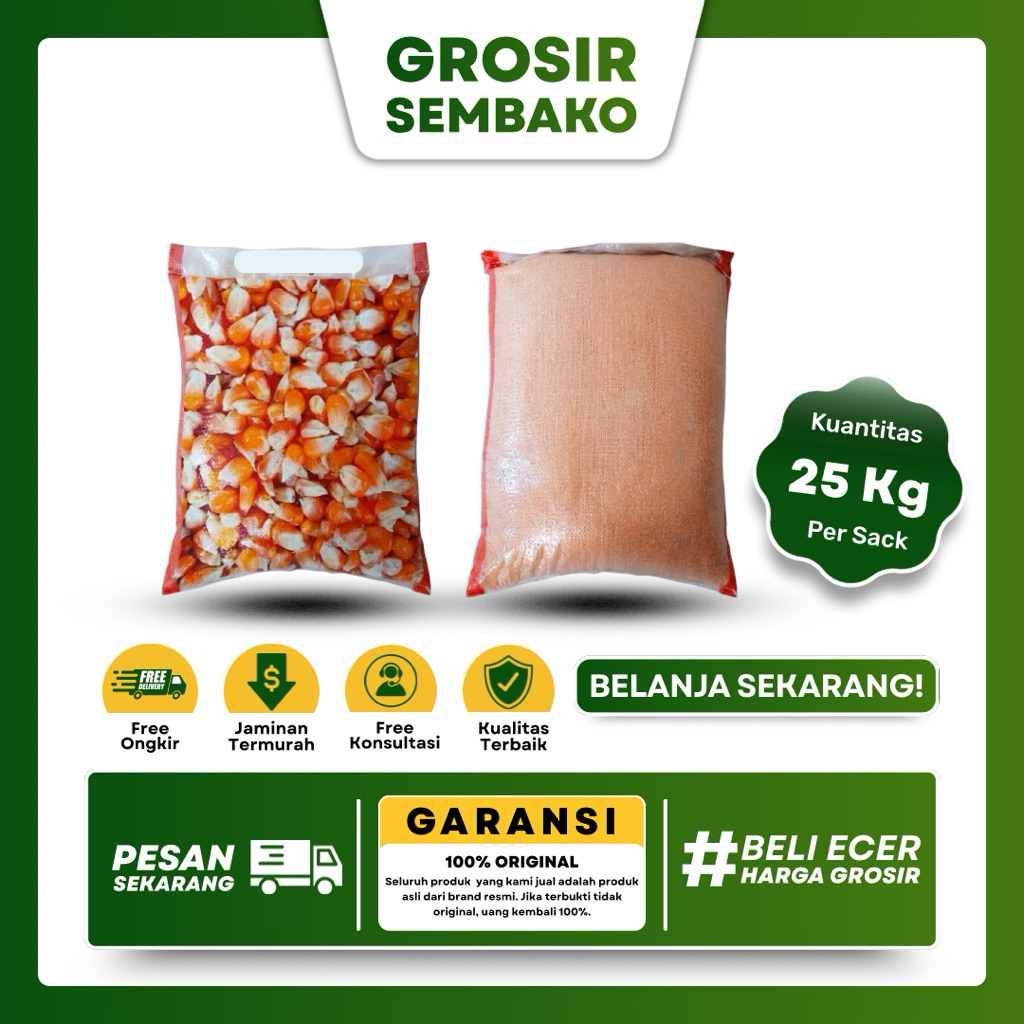 Jagung Kecil Pakan Ayam & Merpati 25kg (1 Karung)