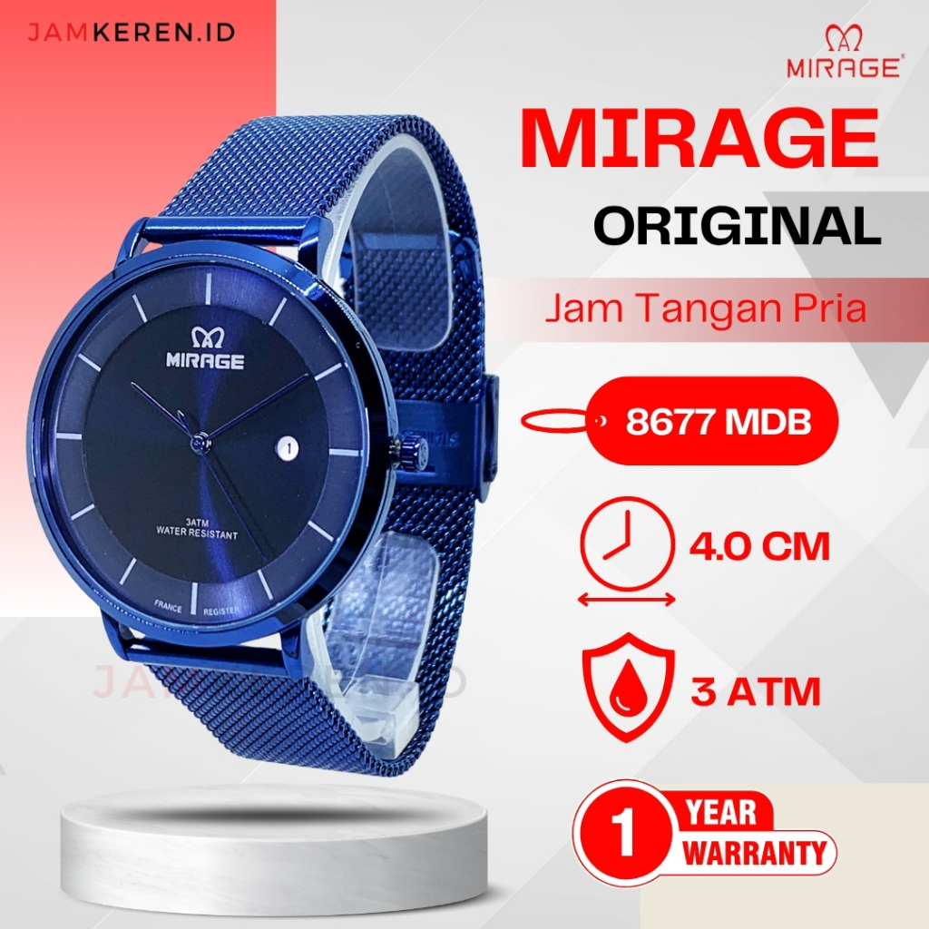 Jam Tangan Pria - Mirage - Jam Tangan Mirage Pria 8677 MD Stainless Steel Original Garansi Resmi