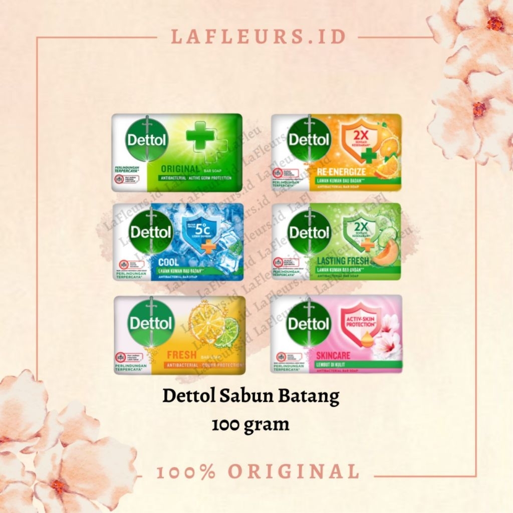 Dettol Sabun Batang 100gram Paketan Beli 4pcs GRATIS 1pcs / Detol Sabun Mandi Batang Cool / Fresh / 