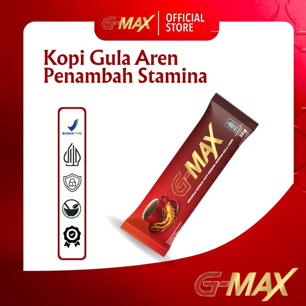 Kopi Ginseng G-MAX 3 Sachet - Menambah Energi dan Stamina Pria, Menggunakan Ginseng dan Gula Aren