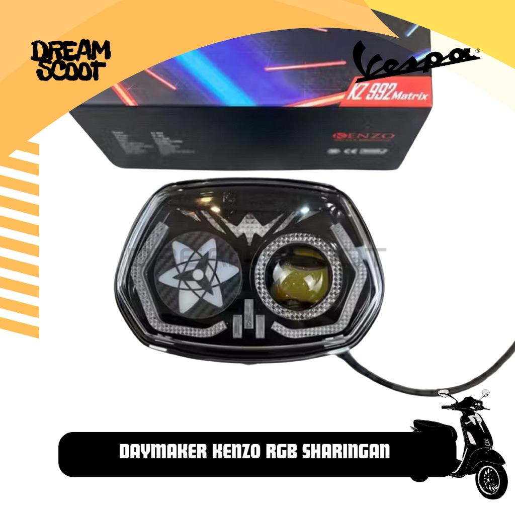 Daymaker Kenzo RGB Spinner Sharingan Vespa Sprint Daymaker Vespa Headlamp Vespa Sprint Lampu Vespa