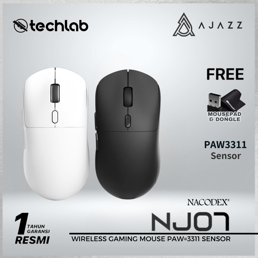AJAZZ NJ07 / NJ-07 Mouse Gaming PAW-3311 Lightweight Tri-mode Connection 1000Hz Polling Rate