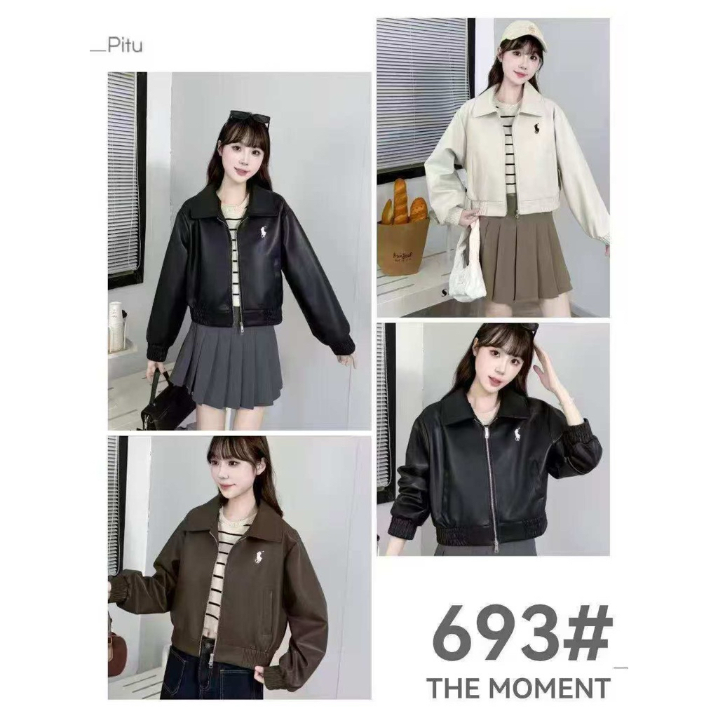 Jaket Wanita semi kulit bordir polo