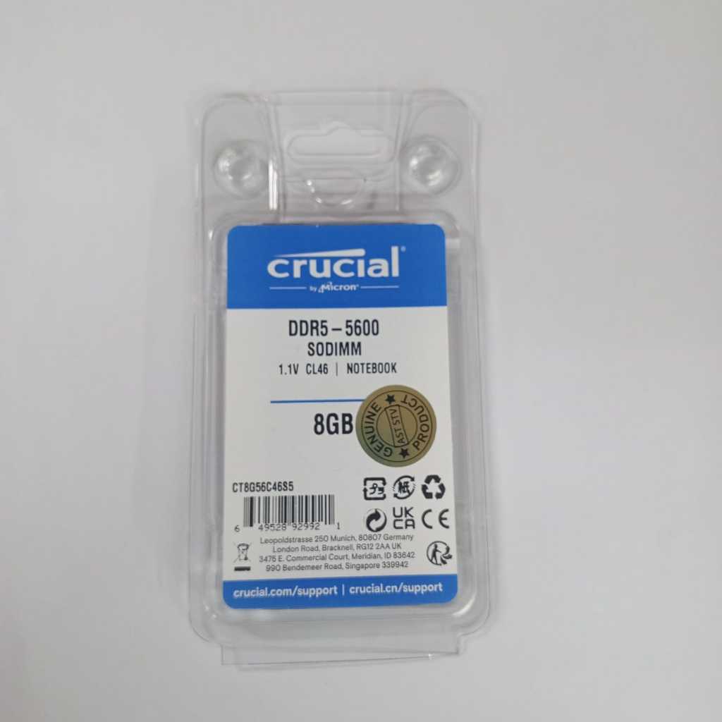 MEMORY CRUCIAL DDR5 5600MHZ 8GB SODIMM RAM NOTEBOOK DDR5 PC AIO 5600 SODIMM - 8GB