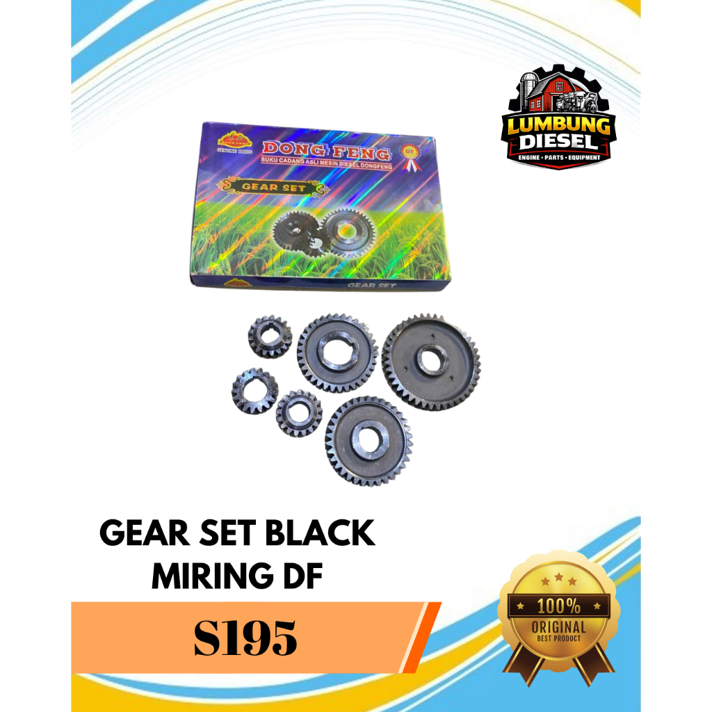 Gear Set Dong Feng S195 Miring Black / Gir Set Mesin Diesel DF S-195 / Sparepart Mesin Diesel S 195 