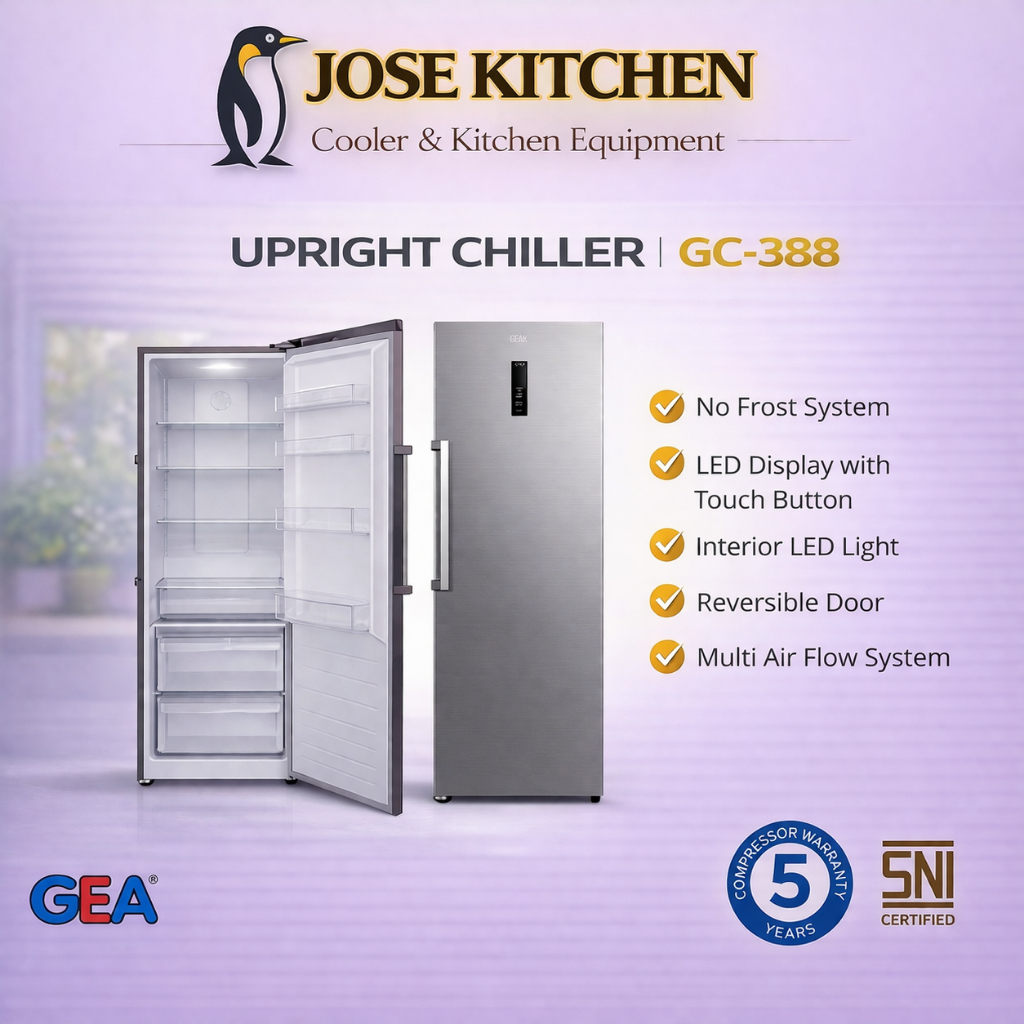 GEA Upright Chiller GC388 - Lemari Pendingin 1 Pintu Kapasitas 388 Liter