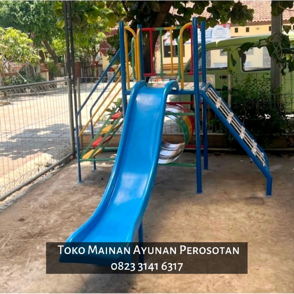 Mainan Perosotan Set Ayunan - Mainan Prosotan Set Ayunan - Perosotan Spiral Besi Fiberglass - Prosot