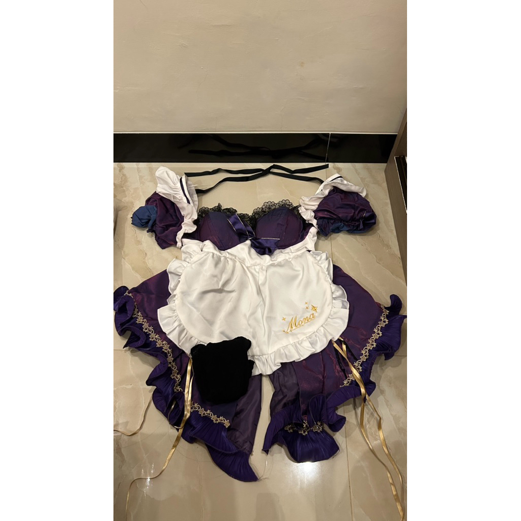 Mona Megistus Maid Uwowo Genshin Impact Kostum Cosplay