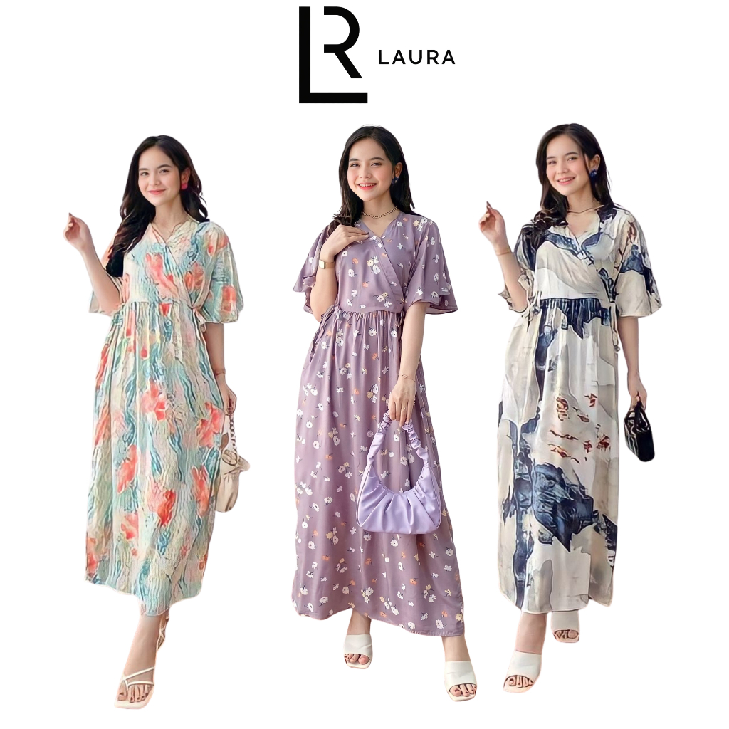 Laura - Daster Kimono Wanita Lengan Panjang / Baju Tidur Daster Jepang Motif Bunga