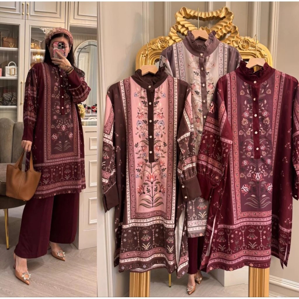 SETCEL KULOT MEIJIWANG LONG TUNIK MEIJIWANG FASHION WANITA
