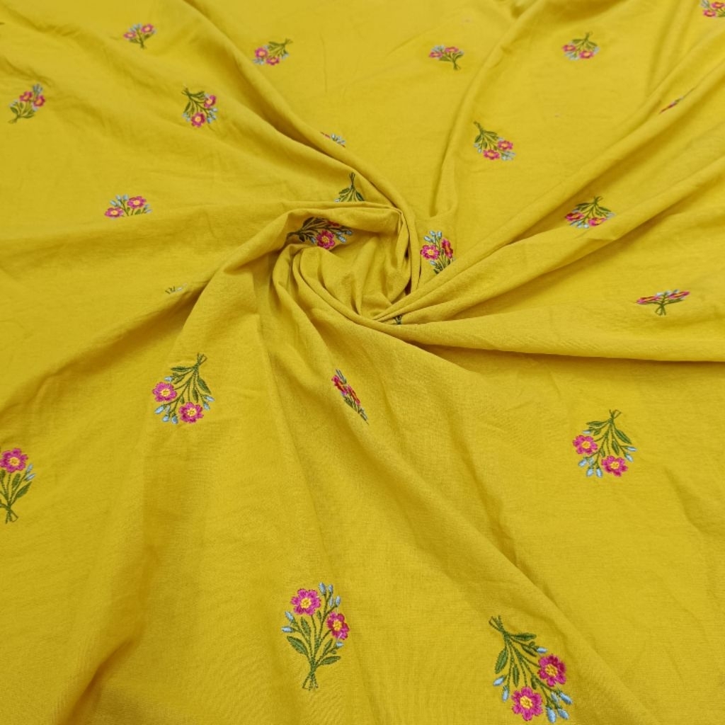 Kain bahan katun bordir twill jepang premium / Kain katun bordir twill jepang original import