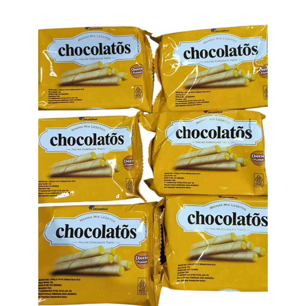 1dus CHOCOLATOS WAFER ROLL/STIK CHEESE 24G EXP. 22/11/2026 ( 1 DUS ISI 8 PAK ) ( 1 PAK ISI 10 PCS )