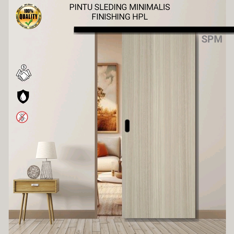 pintu HPL TACO -SLEDING- minimalis kekinian , pintu kantor, pintu rumah, full set tinggal pasang