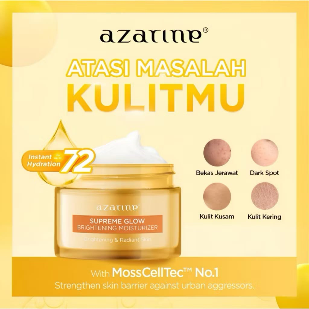 Azarine Supreme Glow Brightening Moisturizer 30g - Melembapkan, Merawat Skin Barrier, Mencerahkan, M