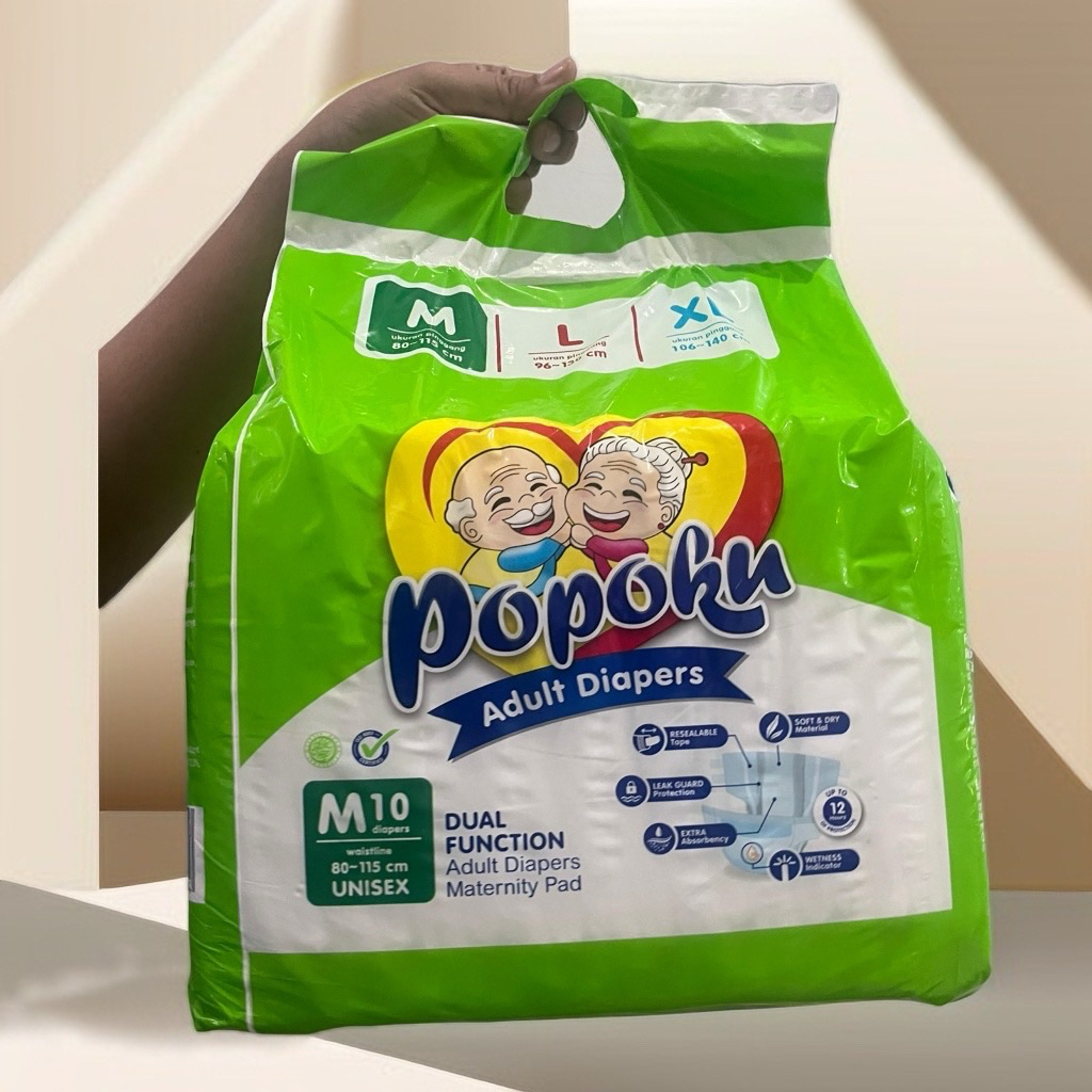 POPOKU POPOK DEWASA TIPE PEREKAT ISI 10 M,L dan XL