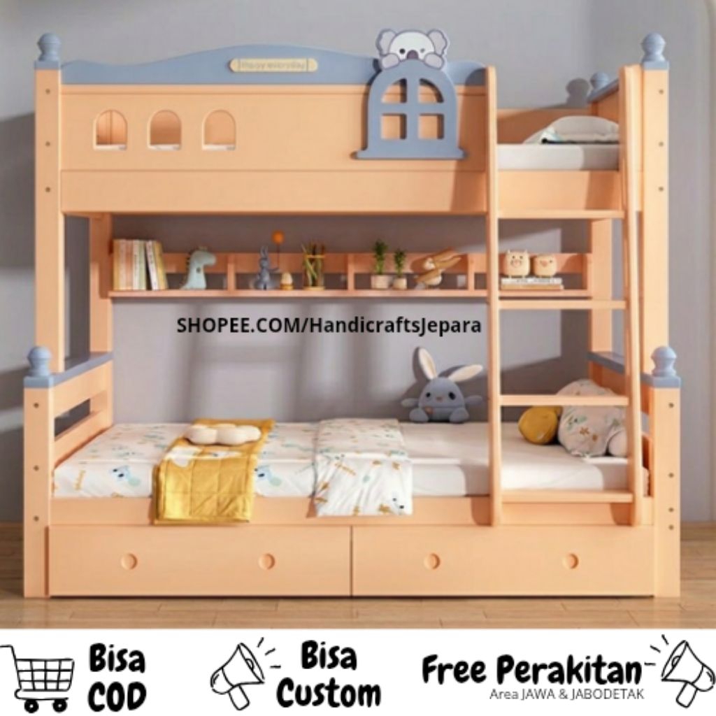 Kasur Tingkat Anak Minimalis Custom , Tempat Tidur Kayu Modern