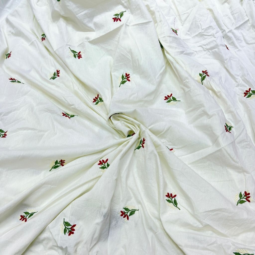 Kain bahan katun bordir twill jepang premium / Kain katun bordir jepang twill original import