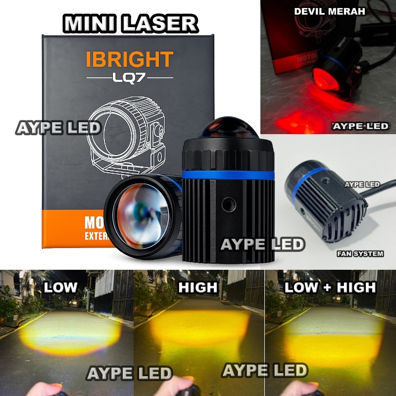 Lampu Tembak LQ7 IBRIGHT 1 Mata Bluelens Mini Laser Bahan Alumunium Waterproof Cahaya Kuning Putih