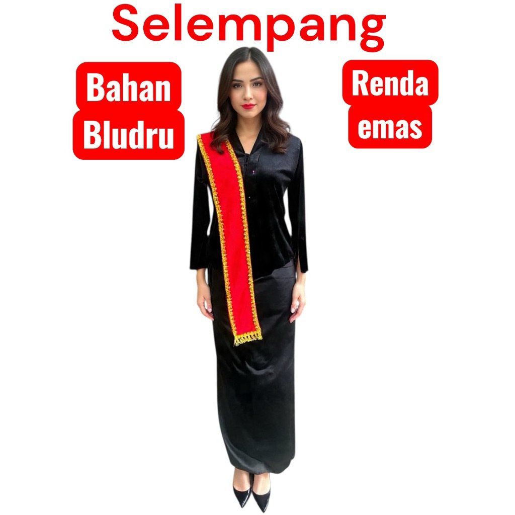 Selendang Selempang Polos Lebar 10 Cm Panjang 2 Meter dengan Renda Emas