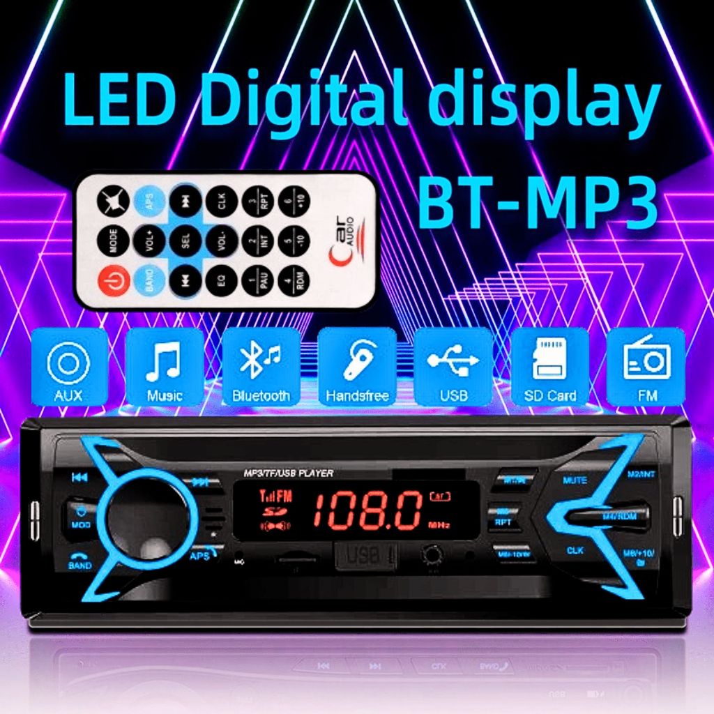 Tianyu Tape Mobil Avanza Audio Bluetooth 5.0 Full Bass MP3 Player LCD Wireless Set Remote - 618