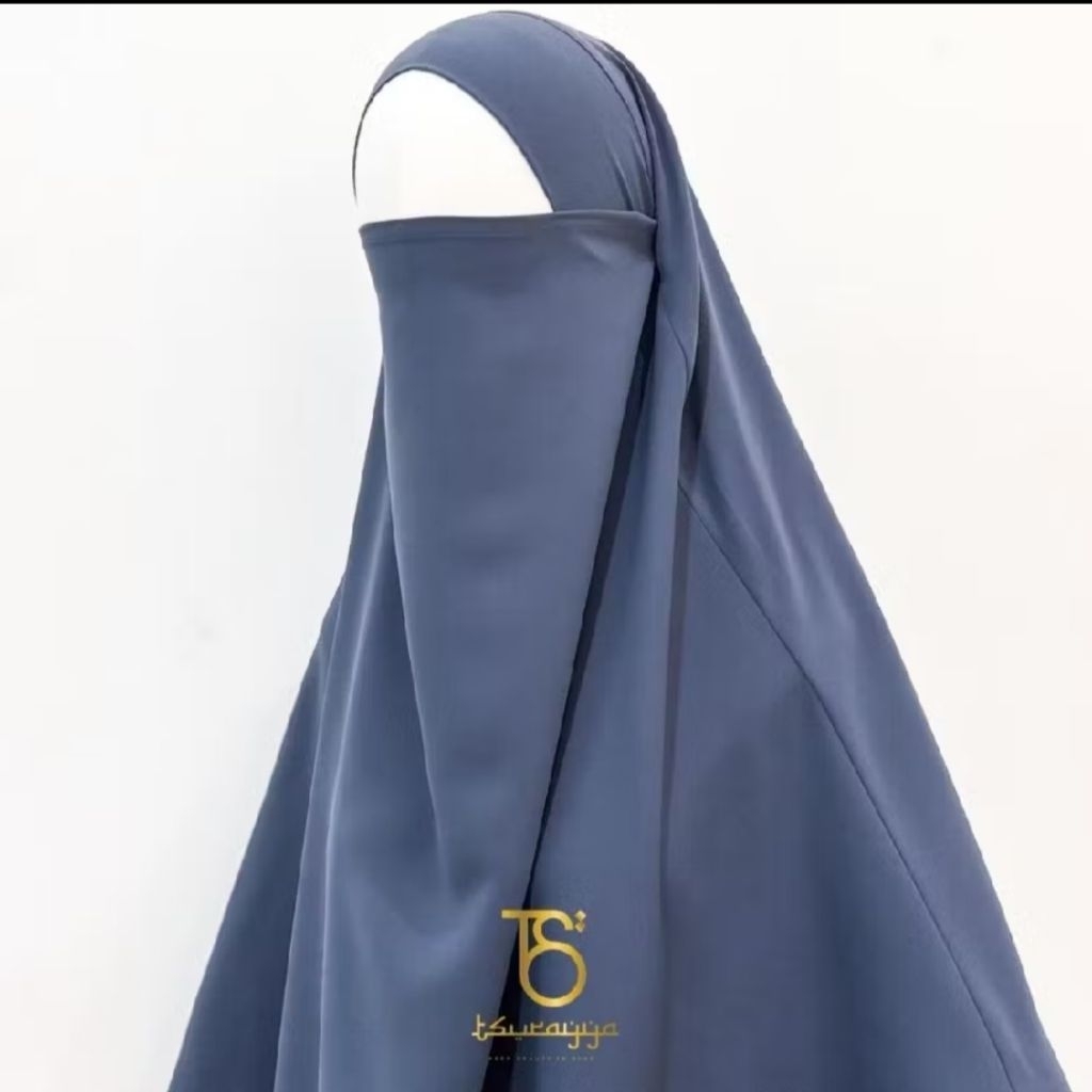 FK MEDINA TSURAYYA CROWN BLUE size L BAHAN MAZEN ANTI UV BY SULTAN/ FRENCH KHIMAR MAZEN/ FK DENIM/ F