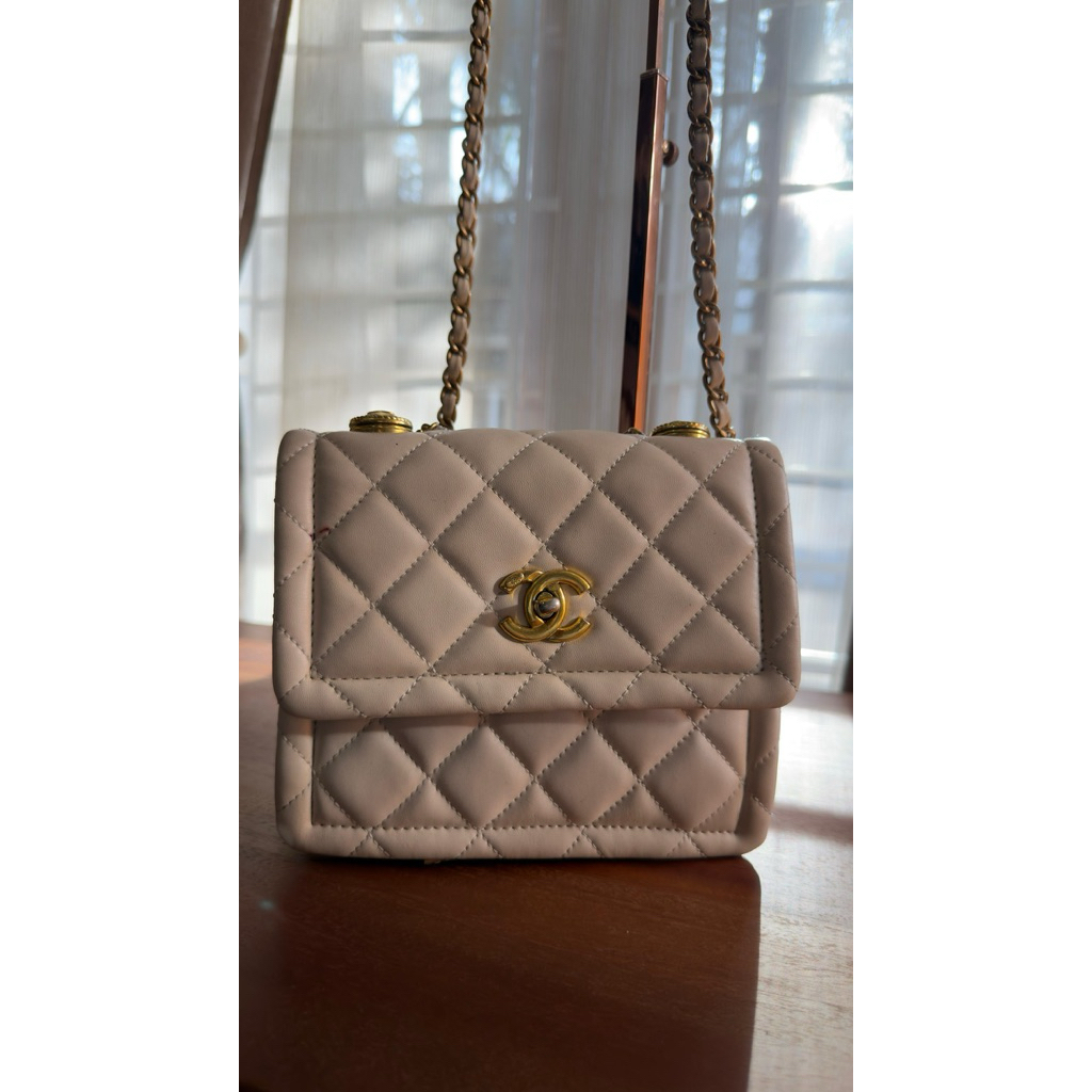 CHANEL Button on Top Flap Bag
