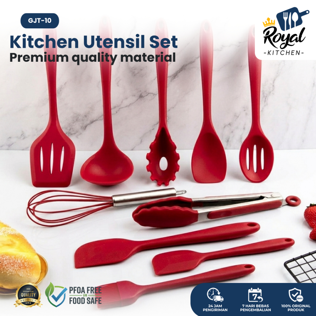 Royal Kitchen Kitchen Utensil Set 10 Pcs Peralatan Masak Silikon Tahan Panas - GJT-10