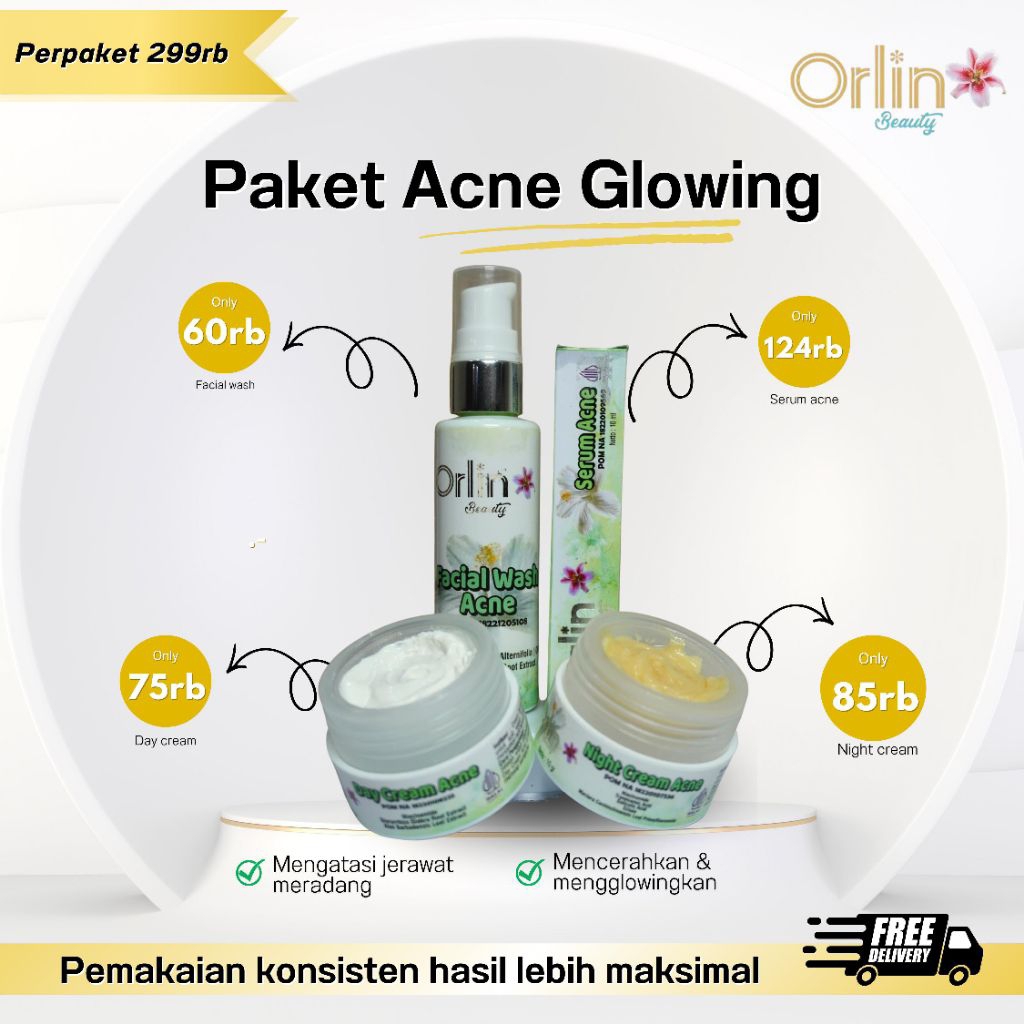 Skincare Orlin beauty Paket Acne Glowing