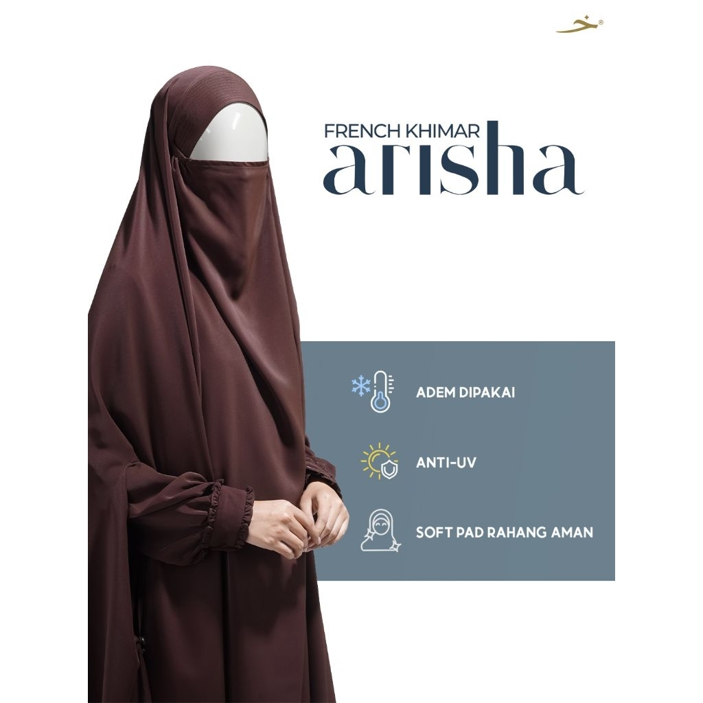 French Khimar FK Arisha Softpad Freehand Anti UV - Khadijah Indonesia #ayranashwa #khadijahindonesia