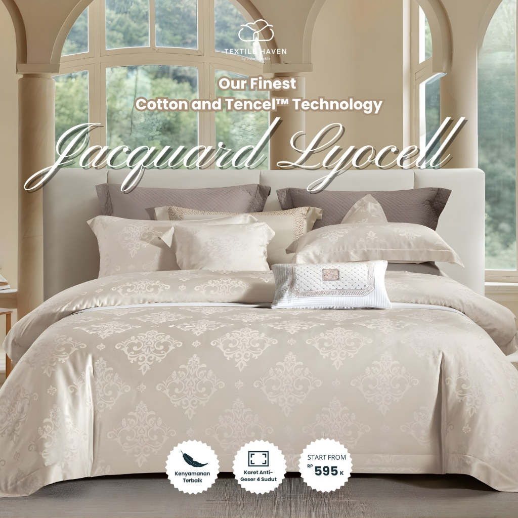 TextileHaven Sprei Set Jacquard Sutra Serat Bamboo Original 80s | Sprei KingKoil Sutra Emboss tinggi