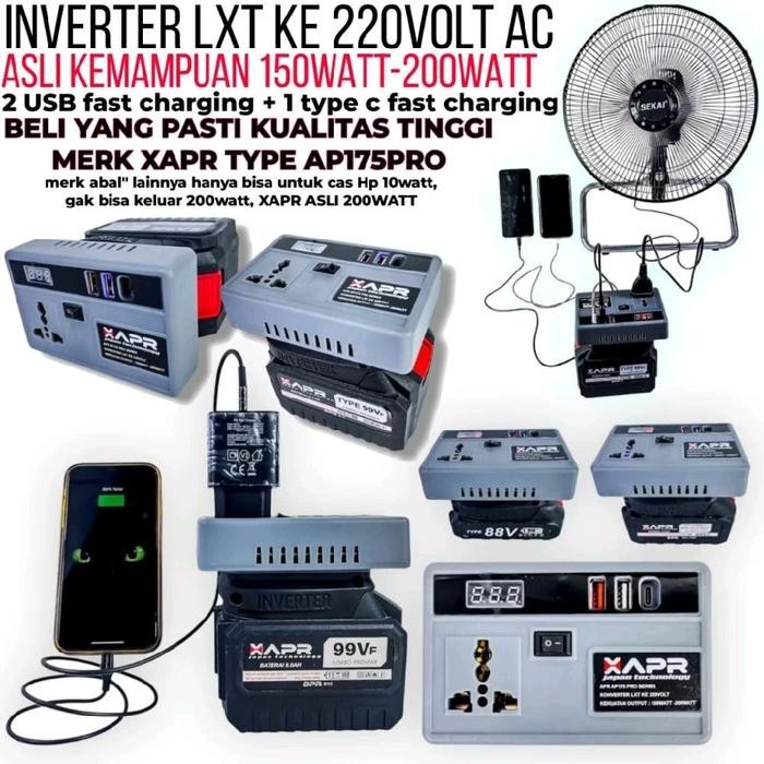 XAPR AP175PRO INVERTER GENSET BATERAI LXT KE LISTRIK 220VOLT PLN AC DARI BATERAI JADI LISTRIK