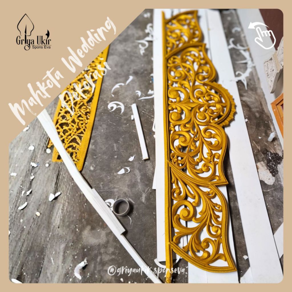 Mahkota Wedding/dekorasi pelaminan ukir 3D spon Eva harga permeter