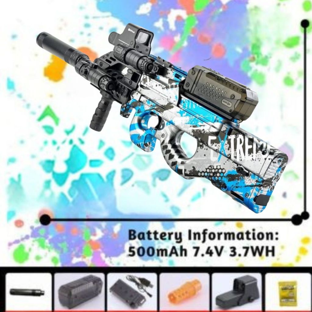 Mainan Electric P90 Auto Gel Ball Blaster Toy Gun Manual Automatic