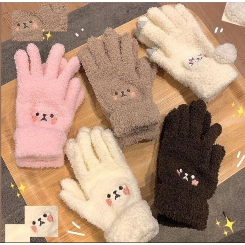 Sarung tangan winter wooll hangat /sarung tangan motor wanita lucu smile