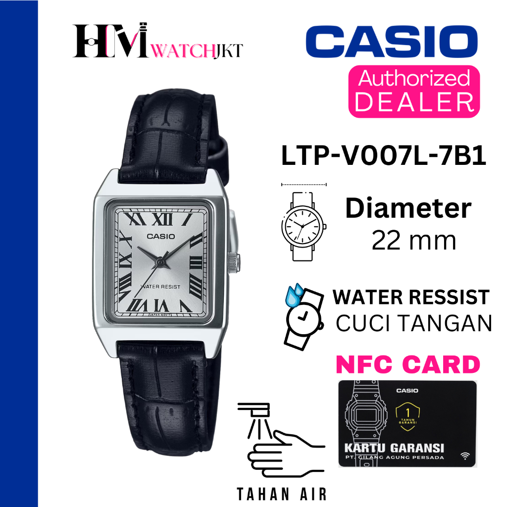 CASIO LTP-V007L-7B1UDF Jam Tangan Wanita Original Analog Kulit Antiair LTP-V007L-7B1 ltpv007
