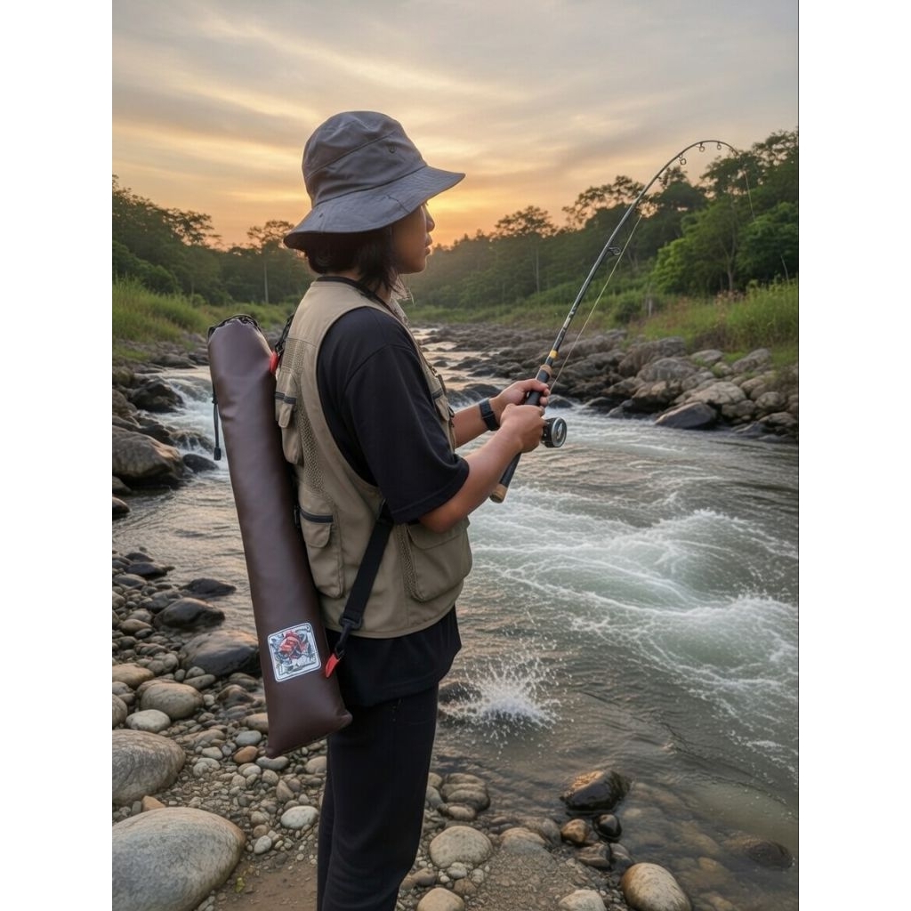 TMH Tas Pancing Serut Tas Pancing Anti Air Tas Pancing Waterproof Tas Pancing Kulit Sintetis