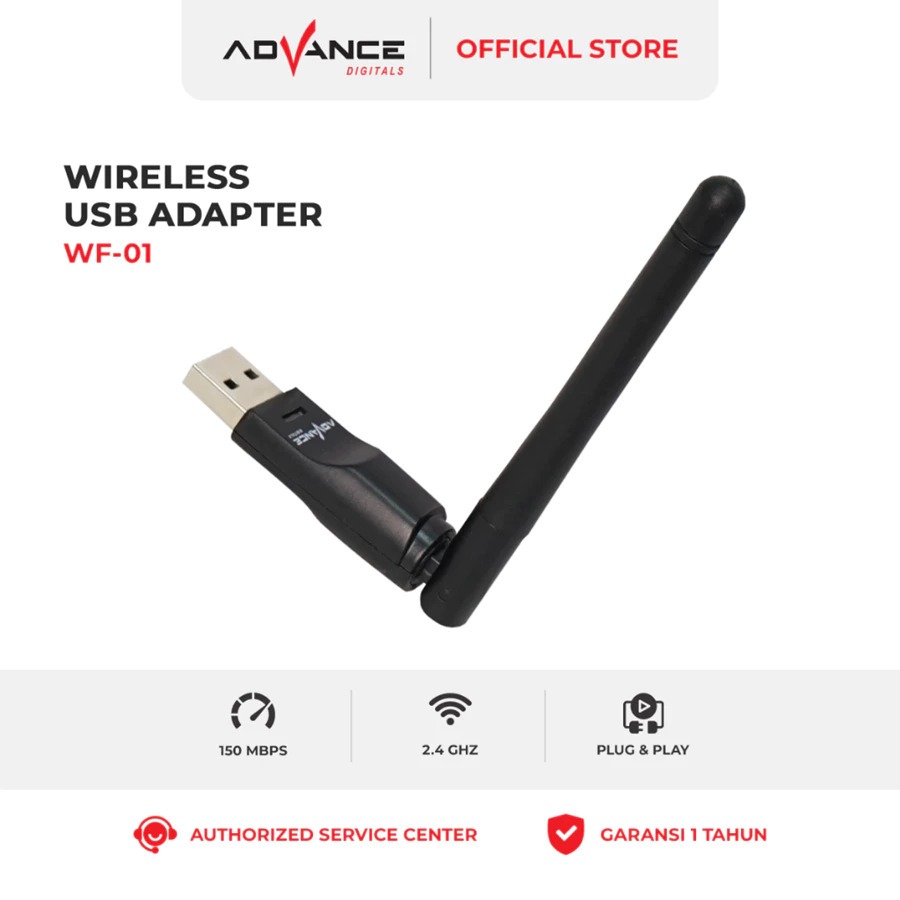 [Second] Advance USB Dongle Wi-Fi/Wireless Adapter Receiver WF-01 - Komputer, PC, Laptop, Set Top Bo
