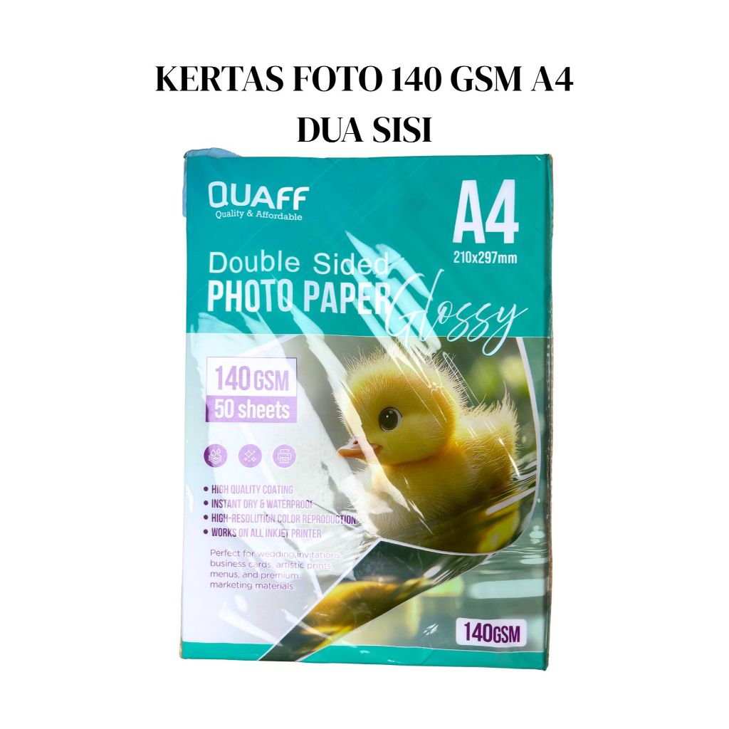 Kertas Foto Glossy 140 gsm A4 2 Sisi 50 Lembar
