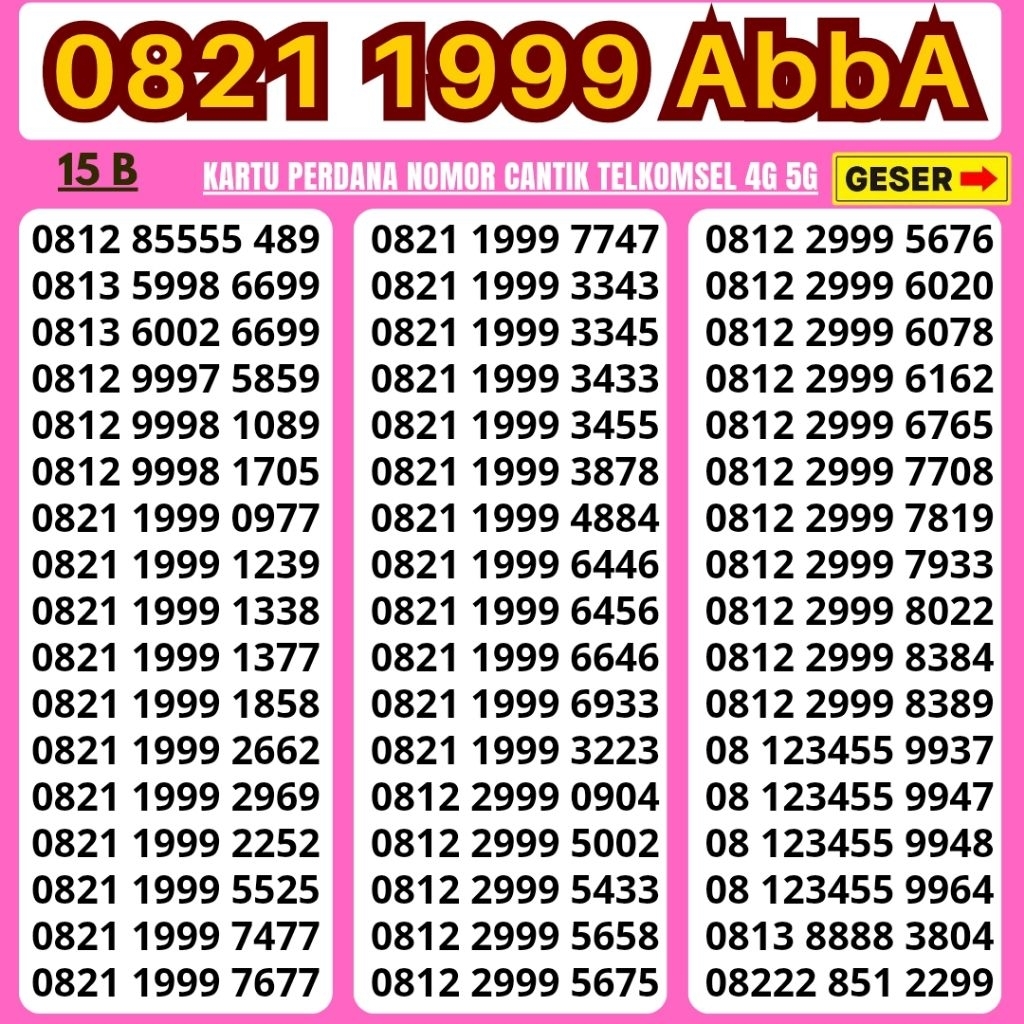 Nomor Cantik Simpati Telkomsel 4G 5G Kartu Perdana Telkomsel Simpati Nocan Simpati Nomer Cantik Telk