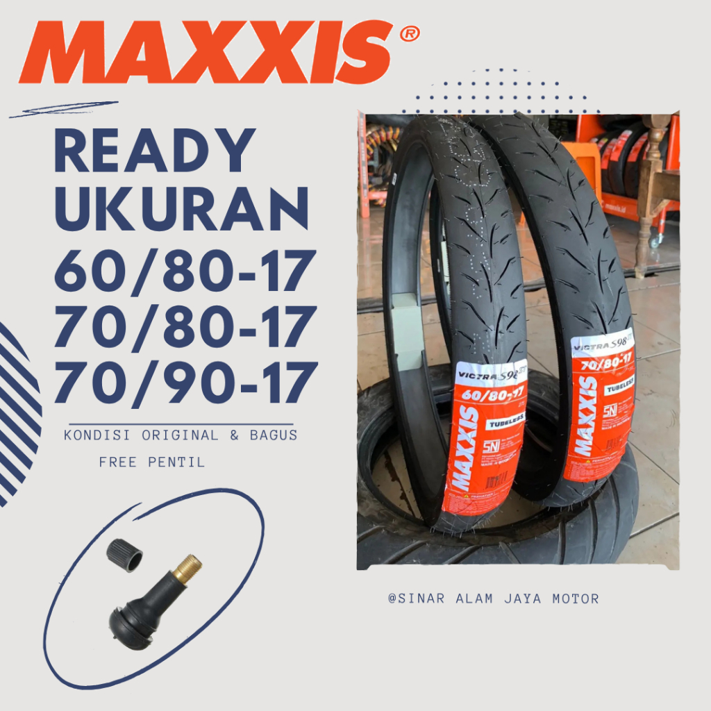 BAN MOTOR BEBEK MAXXIS VICTRA Ring 17 60/80 TUBELESS DEPAN BELAKANG GRAND KARISMA VEGA JUPITER