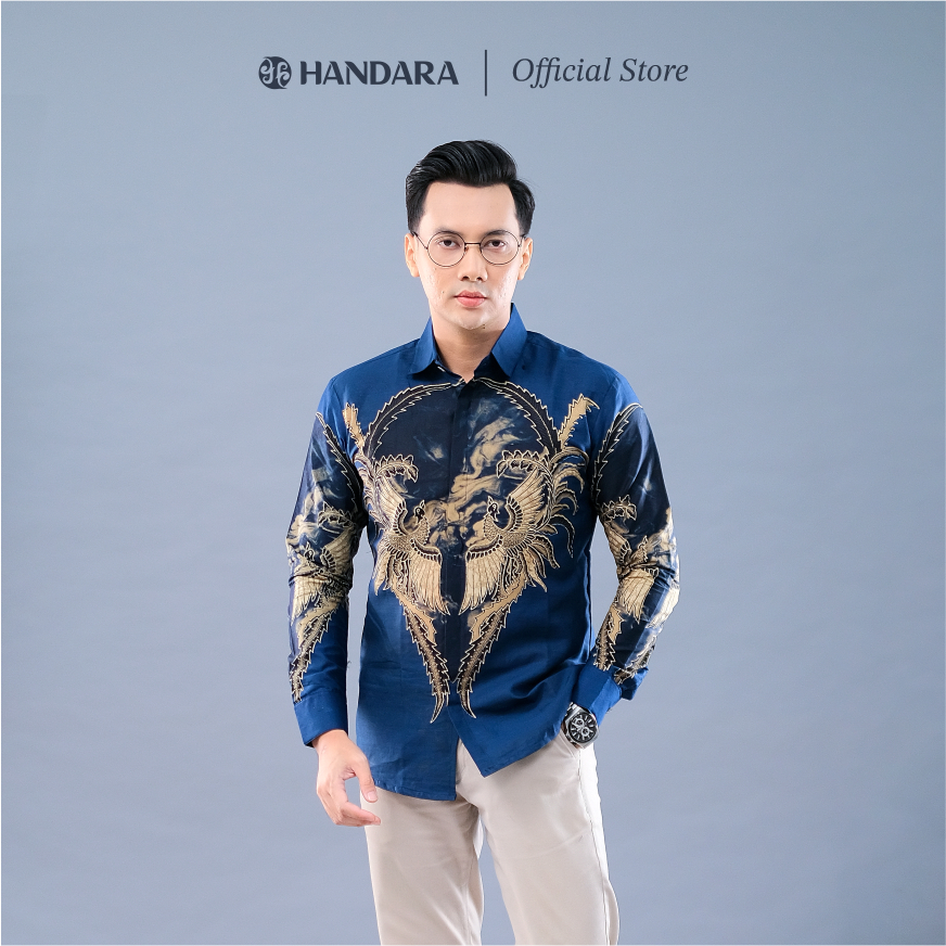 Batik Handara Narpati Navy Kemeja Slim Fit Premium Erro