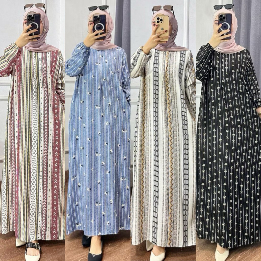 Gamis Anita Rayon Motif Kekinian / Long Dress Rayon Motif Premium / Daster Panjang LD 120 PJ 135 / H