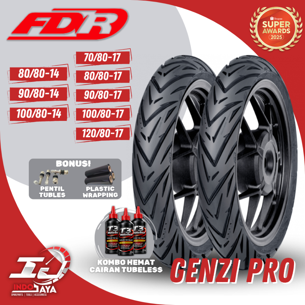 [READY COD] BAN FDR TUBLES RING 14 RING 17 GENZI PRO TUBELESS ( 80/80-14 / 90/80-14 / 100/80-14 / 70